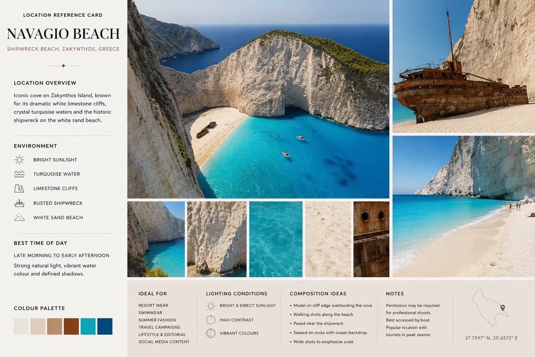 Navagio Beach location reference card